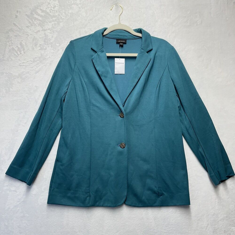 J Jill Wearever‎ Blazer Double Face Jersey Jacket Womens Small Petite Teal Blue
